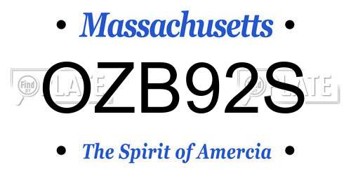 OZB92S Massachusetts License Plate