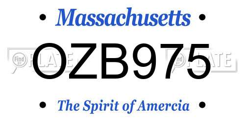OZB975 Massachusetts License Plate