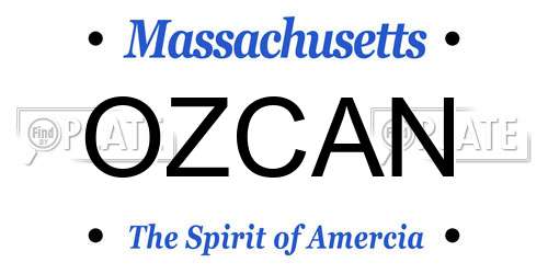 OZCAN Massachusetts License Plate