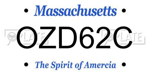 OZD62C Massachusetts License Plate
