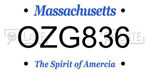 OZG836 Massachusetts License Plate