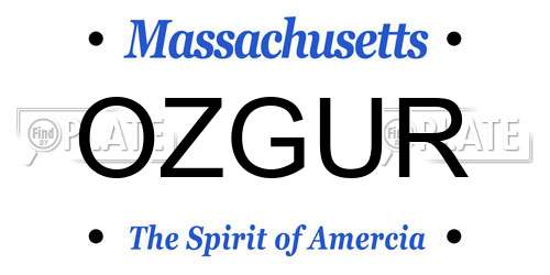 OZGUR Massachusetts License Plate