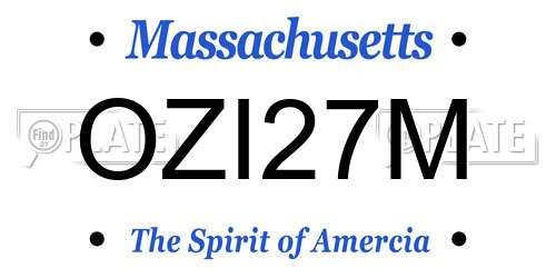 OZI27M Massachusetts License Plate