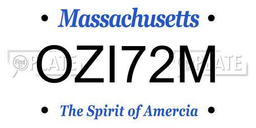 OZI72M Massachusetts License Plate