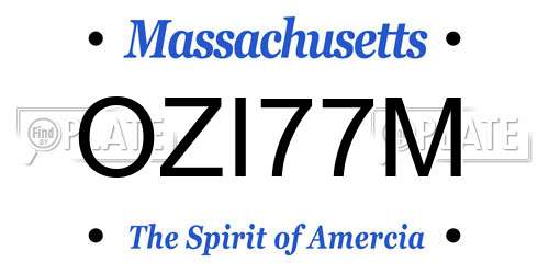 OZI77M Massachusetts License Plate