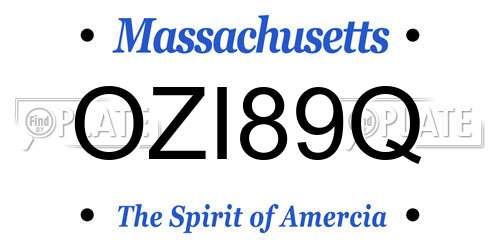 OZI89Q Massachusetts License Plate
