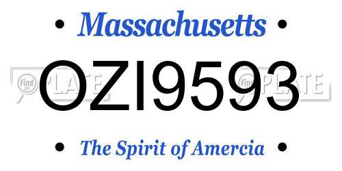 OZI9593 Massachusetts License Plate