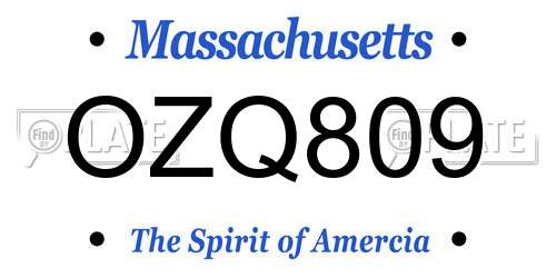OZQ809 Massachusetts License Plate