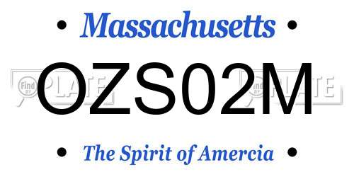 OZS02M Massachusetts License Plate