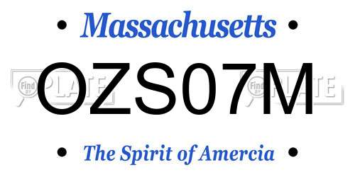 OZS07M Massachusetts License Plate
