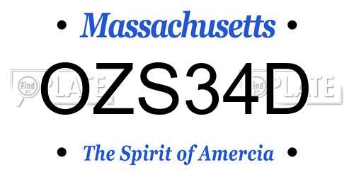 OZS34D Massachusetts License Plate