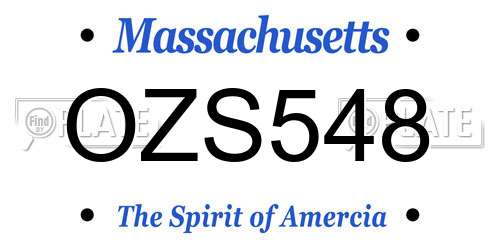 OZS548 Massachusetts License Plate
