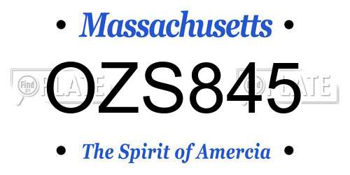 OZS845 Massachusetts License Plate