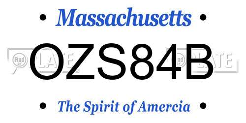 OZS84B Massachusetts License Plate