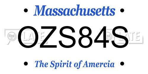 OZS84S Massachusetts License Plate