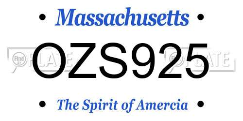 OZS925 Massachusetts License Plate