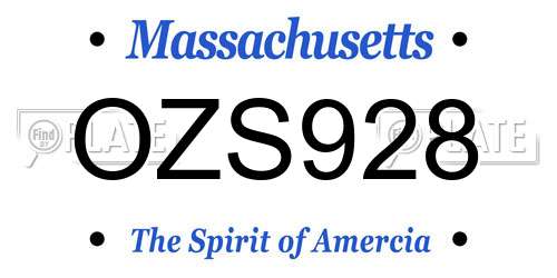 OZS928 Massachusetts License Plate