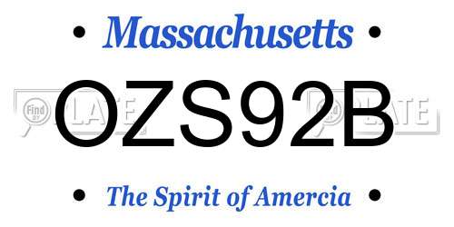 OZS92B Massachusetts License Plate