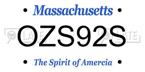 OZS92S Massachusetts License Plate