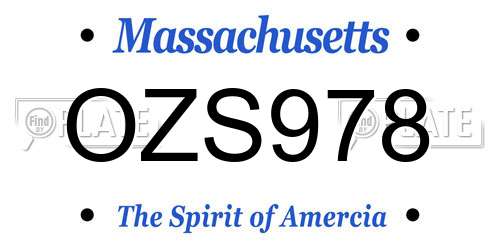 OZS978 Massachusetts License Plate