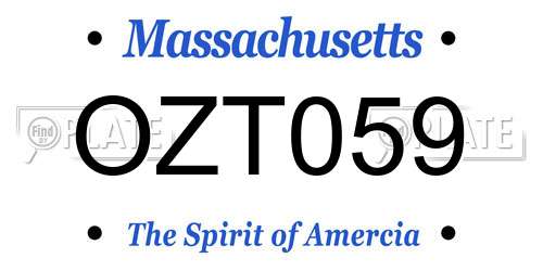 OZT059 Massachusetts License Plate