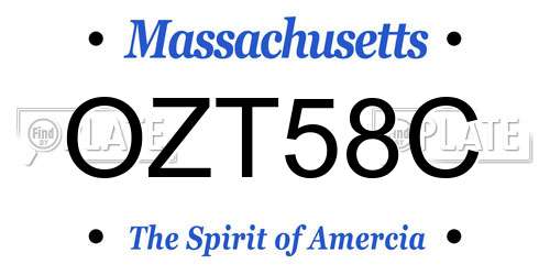 OZT58C Massachusetts License Plate