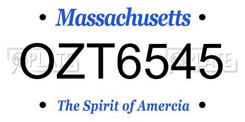 OZT6545 Massachusetts License Plate