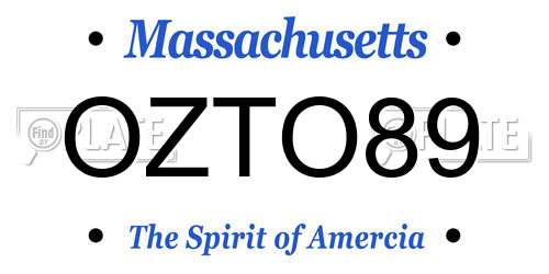 OZTO89 Massachusetts License Plate