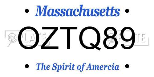 OZTQ89 Massachusetts License Plate