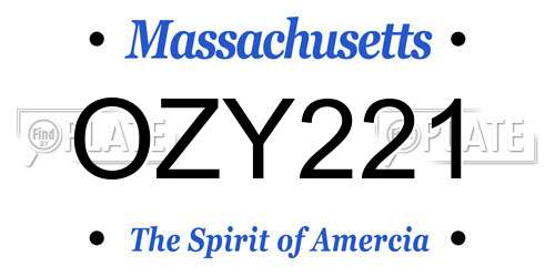 OZY221 Massachusetts License Plate