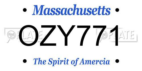 OZY771 Massachusetts License Plate