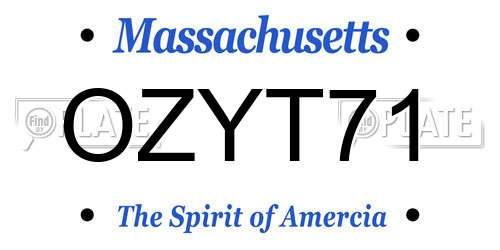 OZYT71 Massachusetts License Plate