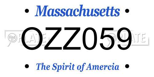 OZZ059 Massachusetts License Plate