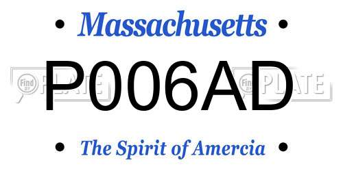 P006AD Massachusetts License Plate