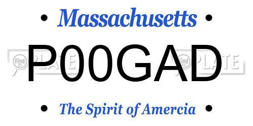 P00GAD Massachusetts License Plate