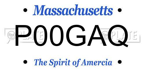 P00GAQ Massachusetts License Plate