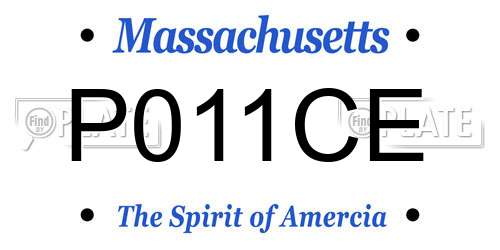 P011CE Massachusetts License Plate