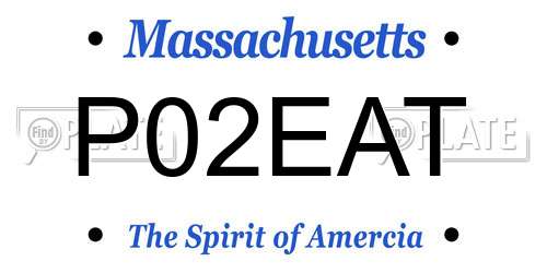 P02EAT Massachusetts License Plate