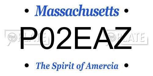 P02EAZ Massachusetts License Plate