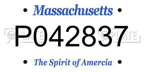 P042837 Massachusetts License Plate