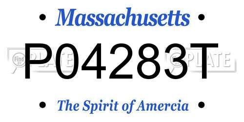 P04283T Massachusetts License Plate