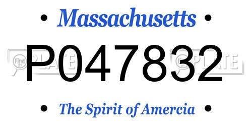 P047832 Massachusetts License Plate