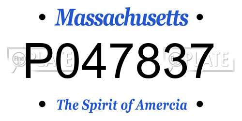P047837 Massachusetts License Plate