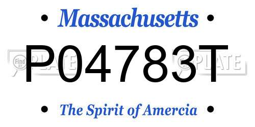 P04783T Massachusetts License Plate