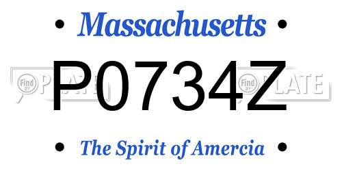 P0734Z Massachusetts License Plate