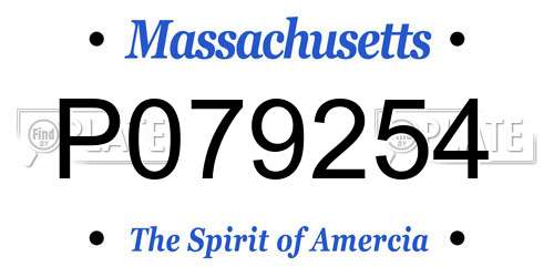 P079254 Massachusetts License Plate