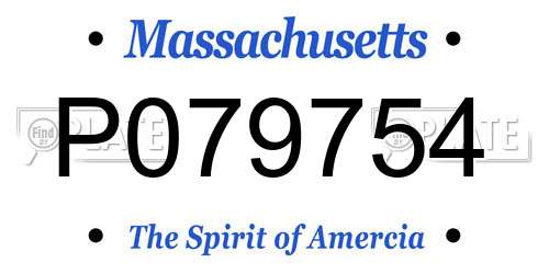 P079754 Massachusetts License Plate