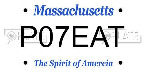 P07EAT Massachusetts License Plate
