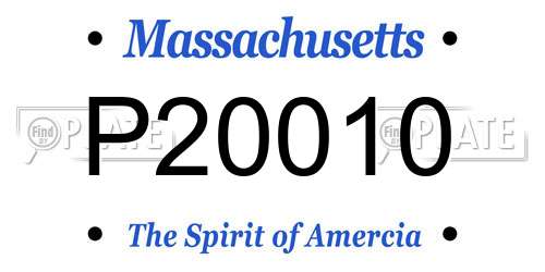 P20010 Massachusetts License Plate