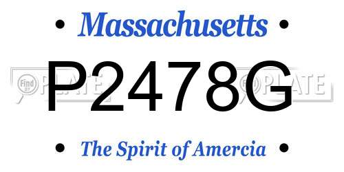 P2478G Massachusetts License Plate